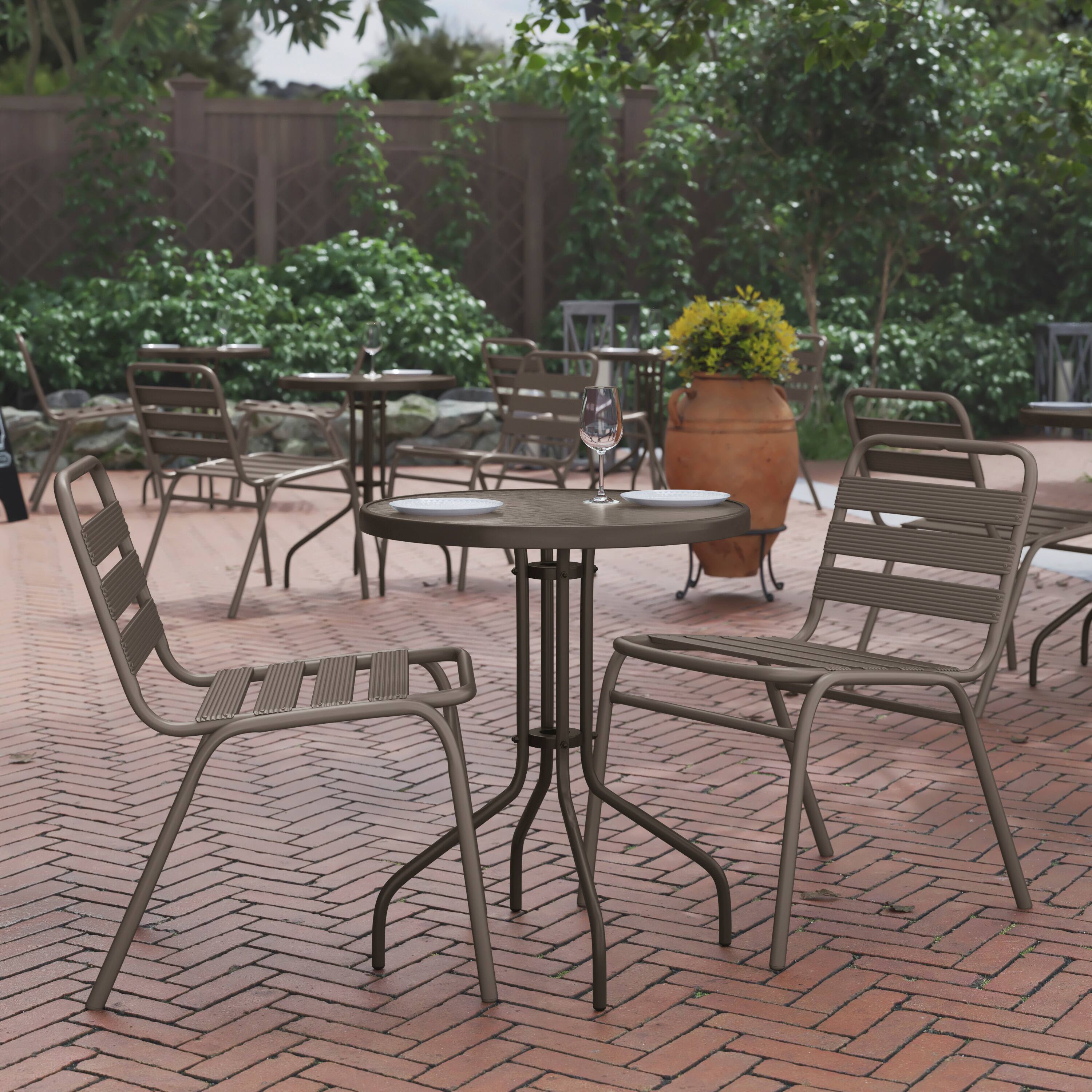 Alt View 1. Flash Furniture - Bellamy 23.75'' Bronze Round Tempered Glass Metal Table - Brown.