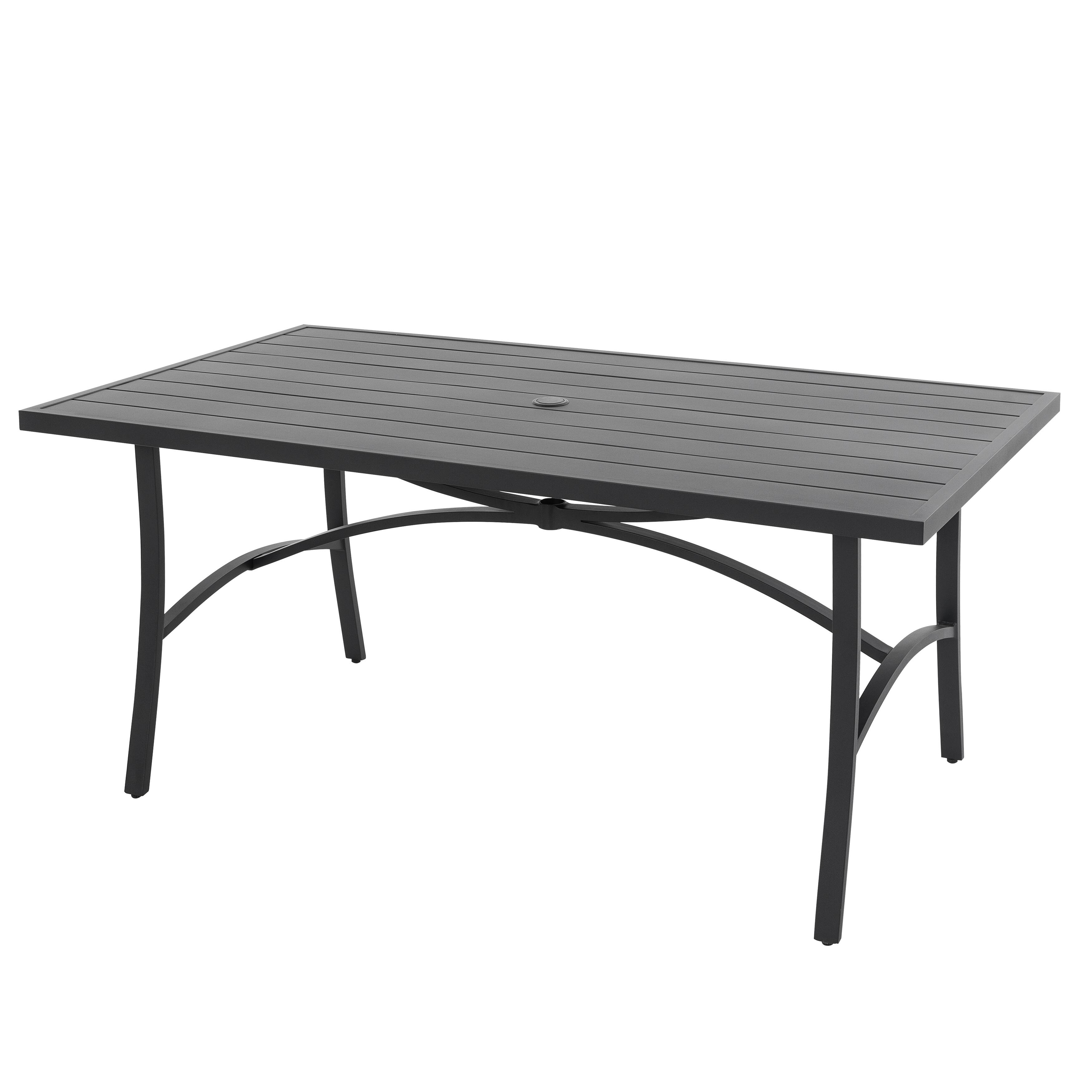 Alt View 5. Nuu Garden - Outdoor Rectangle Metal Dining Table with 1.70'' Umbrella Hole, Aluminum Tabletop and Sturdy Frame - Black.