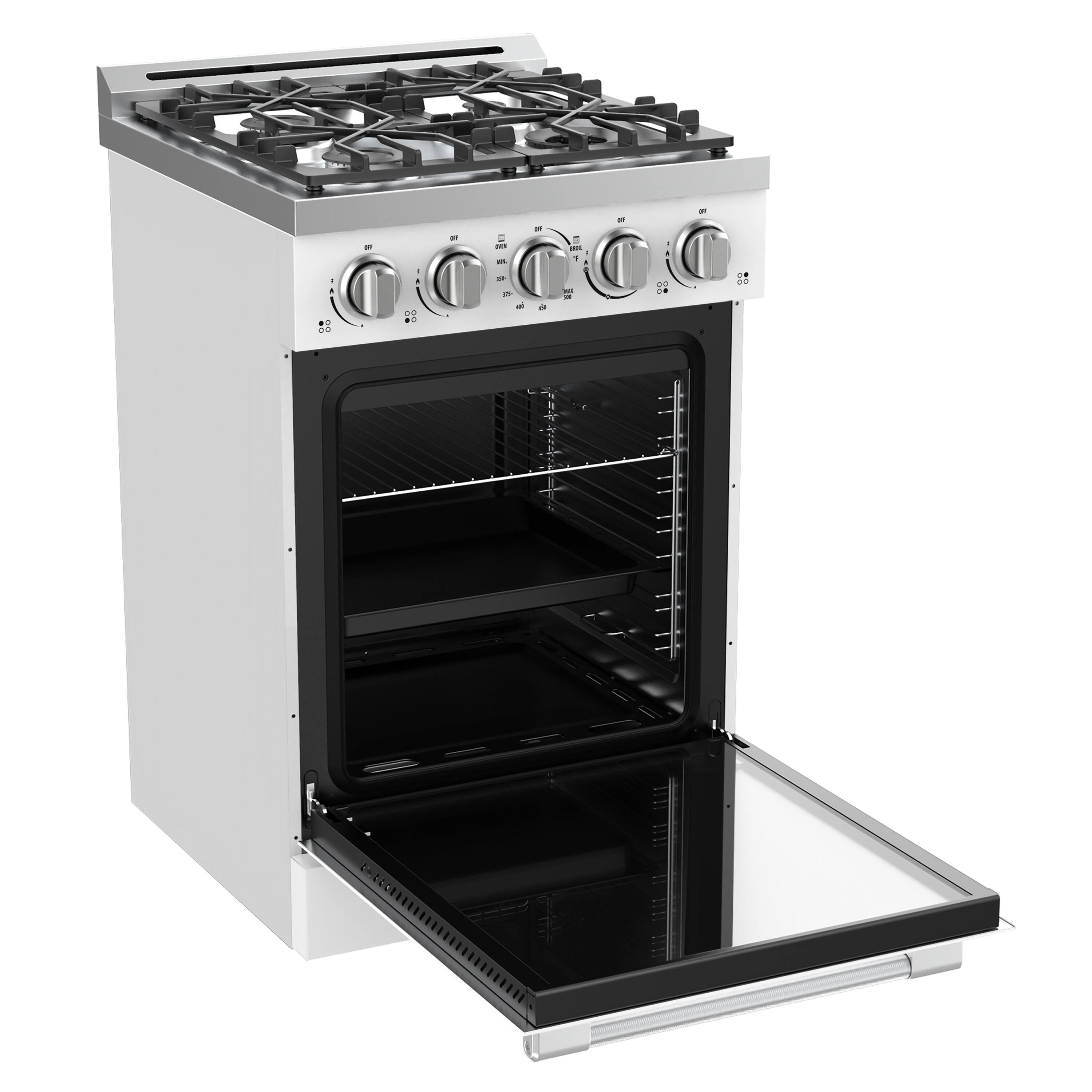 Alt View 5. Unique Appliances - Off-Grid 24 in. Wide 4 Burner 3.75 Cu. Ft. Freestanding LP Gas Range with Waist-High Broiler and Manual Clean in White - White.