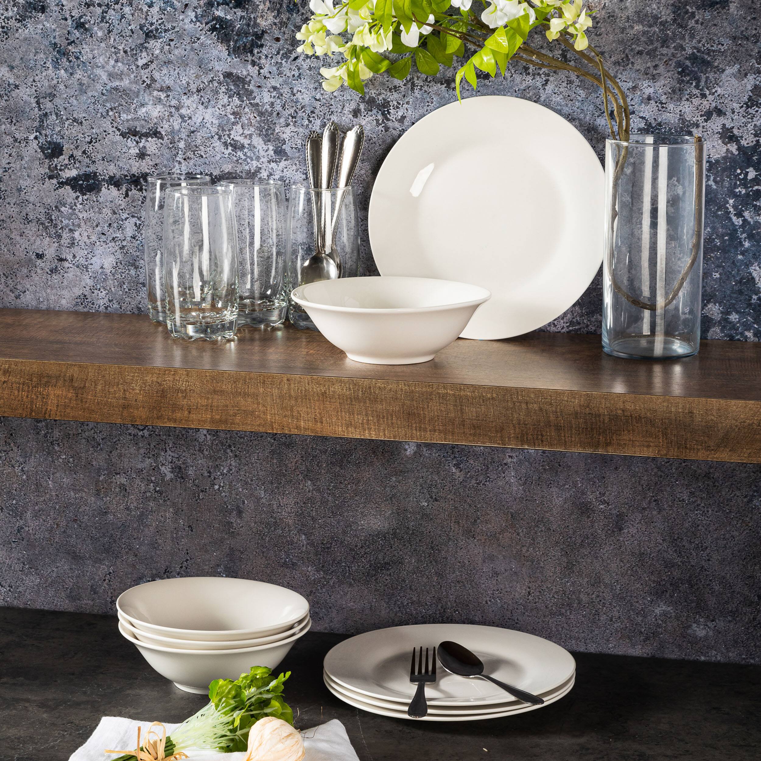 Alt View 7. Gibson - Gibson Everyday Yarbury 16 Piece Fine Certamic Dinnerware Set in White - White.