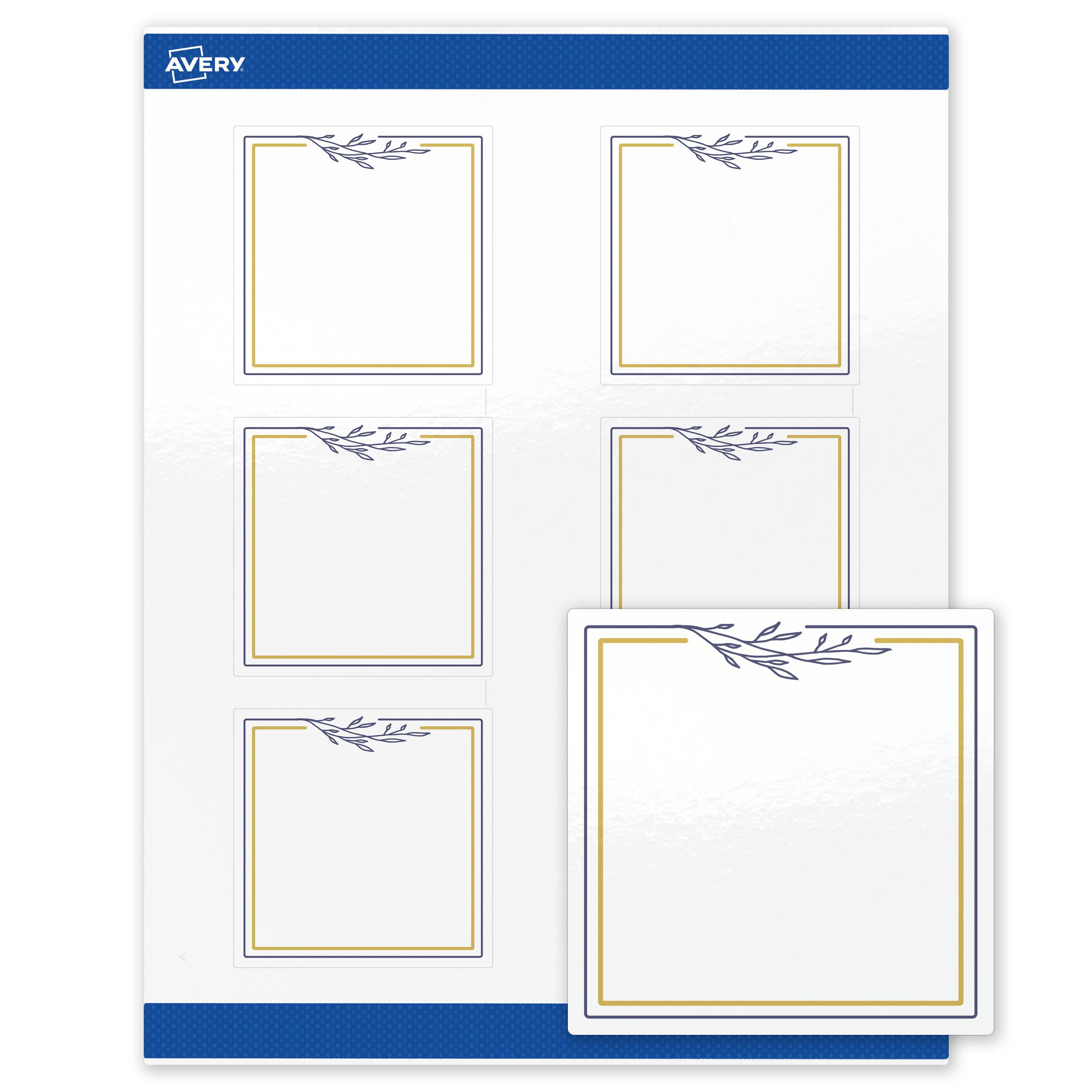 "Avery - Labels, 3"" x 3"", Glossy Gold & Navy Border/Florals - White" price history on PriceWatchPro