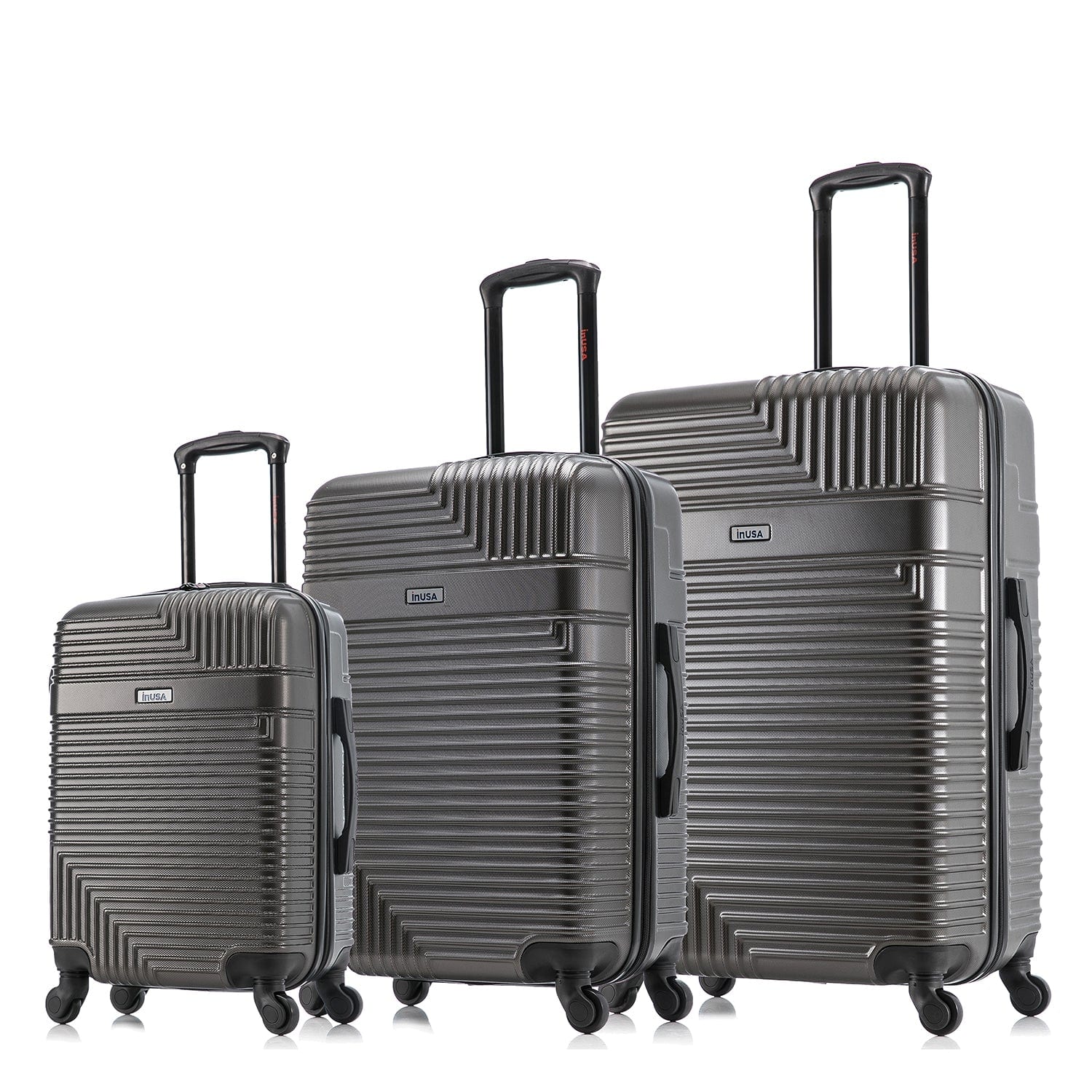 InUSA - Resilience Lightweight Hardside Spinner 3 Piece Luggage Set 20"/24"/28" - Charcoal