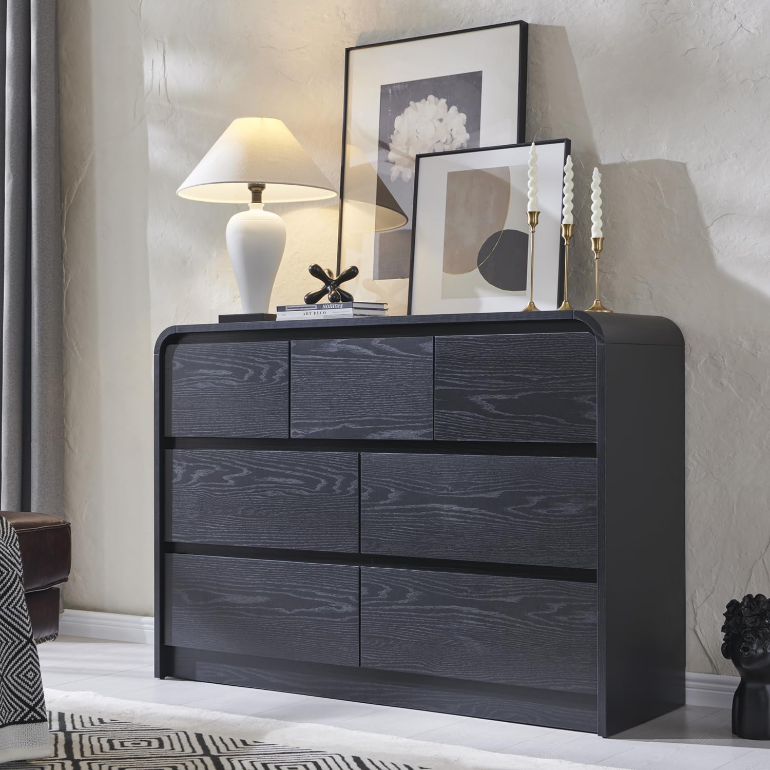 Black 15.6"D x 47.2"W x 33.9"H (7 Drawers)