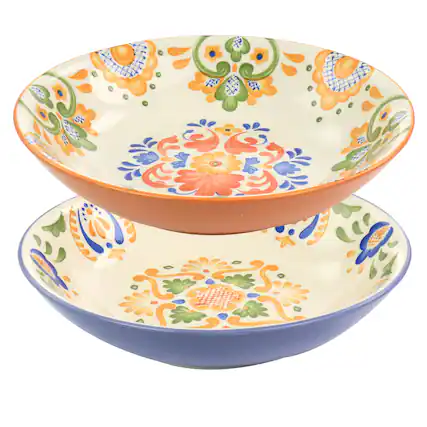 Front. Gibson - Laurie Gates Tierra 2 Piece Round Stoneware Dinner Bowl Set in Assorted Designs - Assorted.