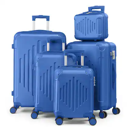Front. Winado - Carry on Luggage Set 12+16+20+24+28 inch 5-in-1 5 Piece ABS Hardside Suitcase Sets with TSA Lock for Travel Business - Blue.