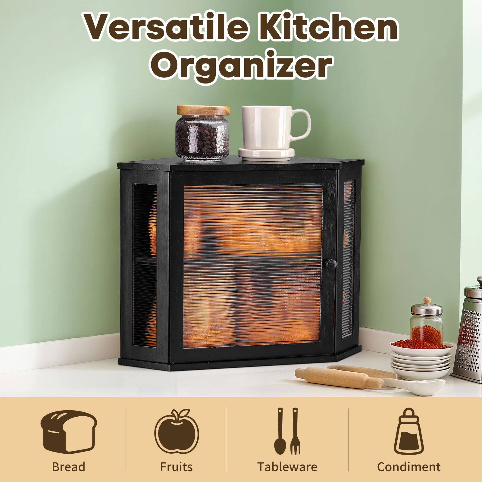 Versatile Kitchen Organizer

- Bread
- Fruits
- Tableware
- Condiment