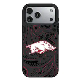 Keyscaper - NCAA - Arkansas Razorbacks Paisley iPhone Magnetic Bump Case - 15 Pro - Black