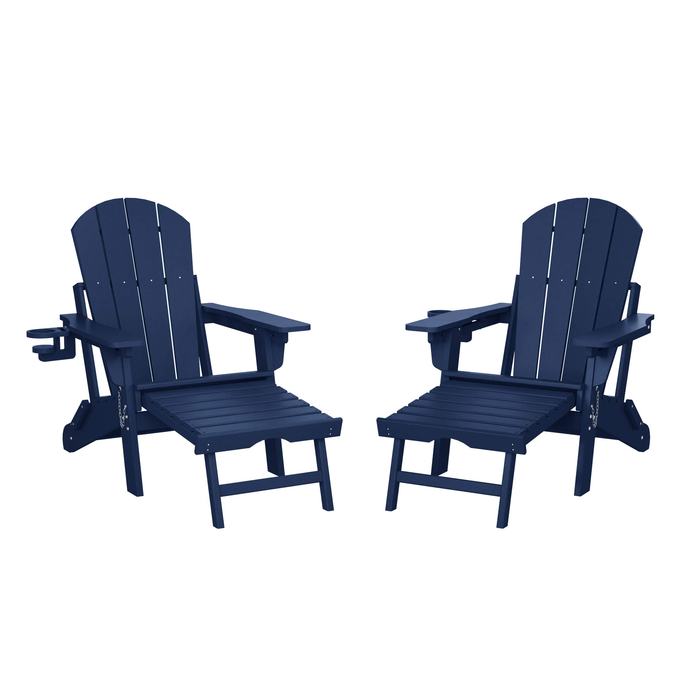 WestinTrends - Malibu Folding Adjustable Adirondack Chair with Retractable Ottoman and Cup Holder (Set of 2) - Navy Blue price history on PriceWatchPro