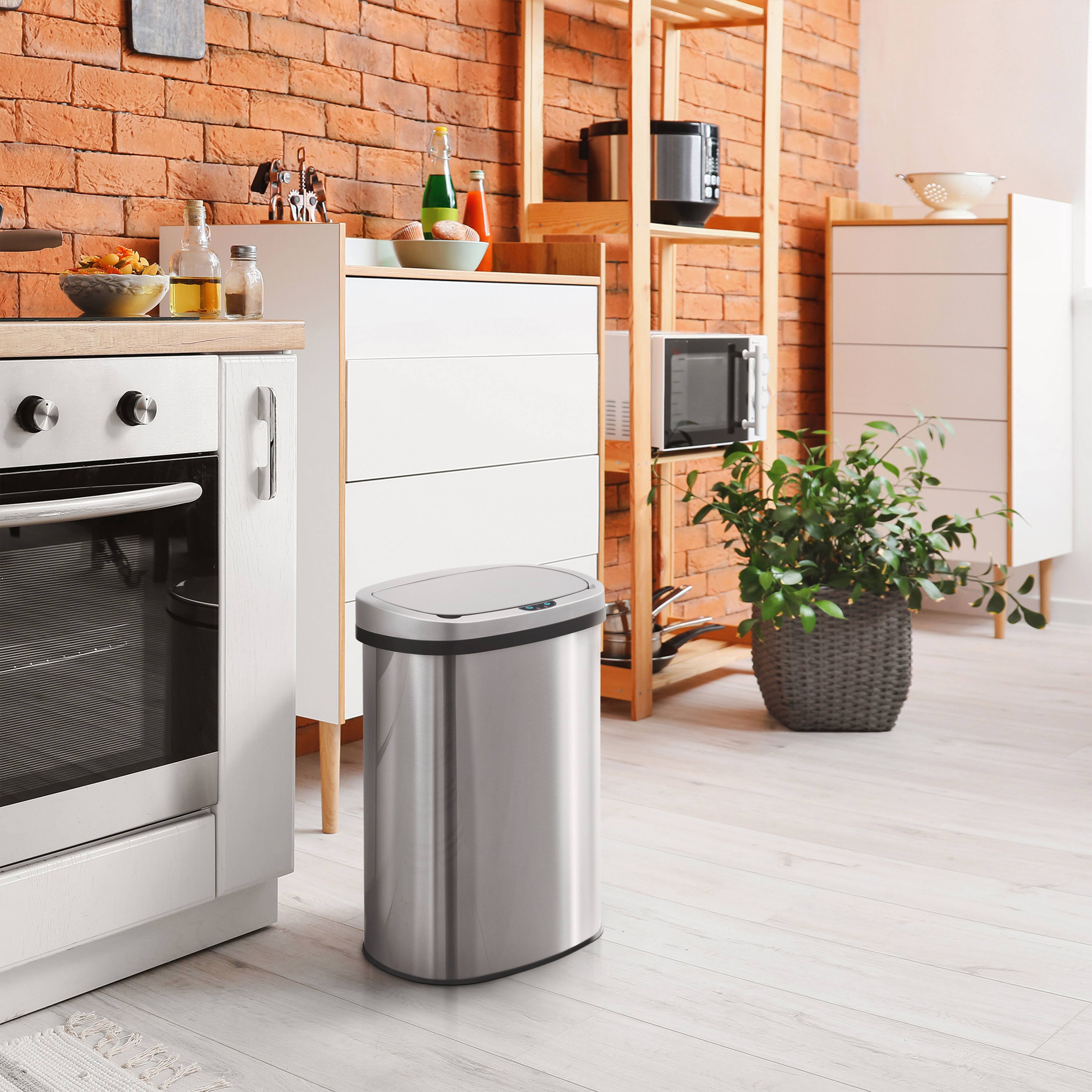 Alt View 2. Innovaze - 13 Gal./50L Stainless Steel Touchless Motion Sensor Trash Can for Kitchen & Office - Silver.