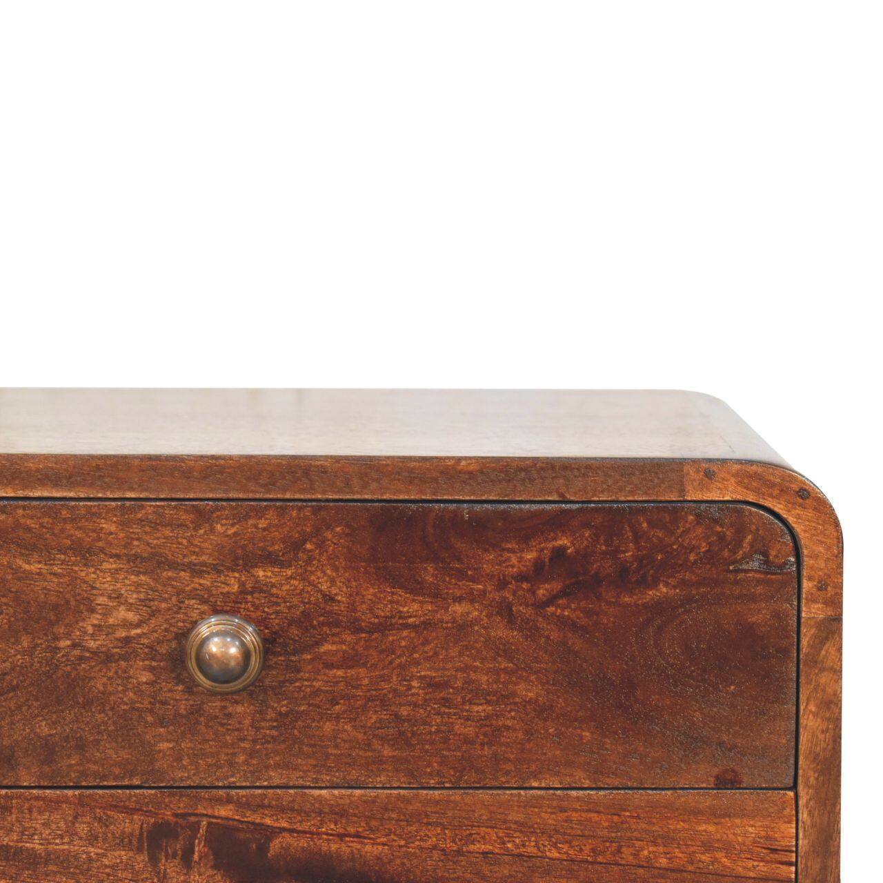 Alt View 2. Artisan Furniture - Artisan Furniture Solid Wood Curved California Walnut Bedside, 2 Drawers, Dark Brown - Dark Brown.