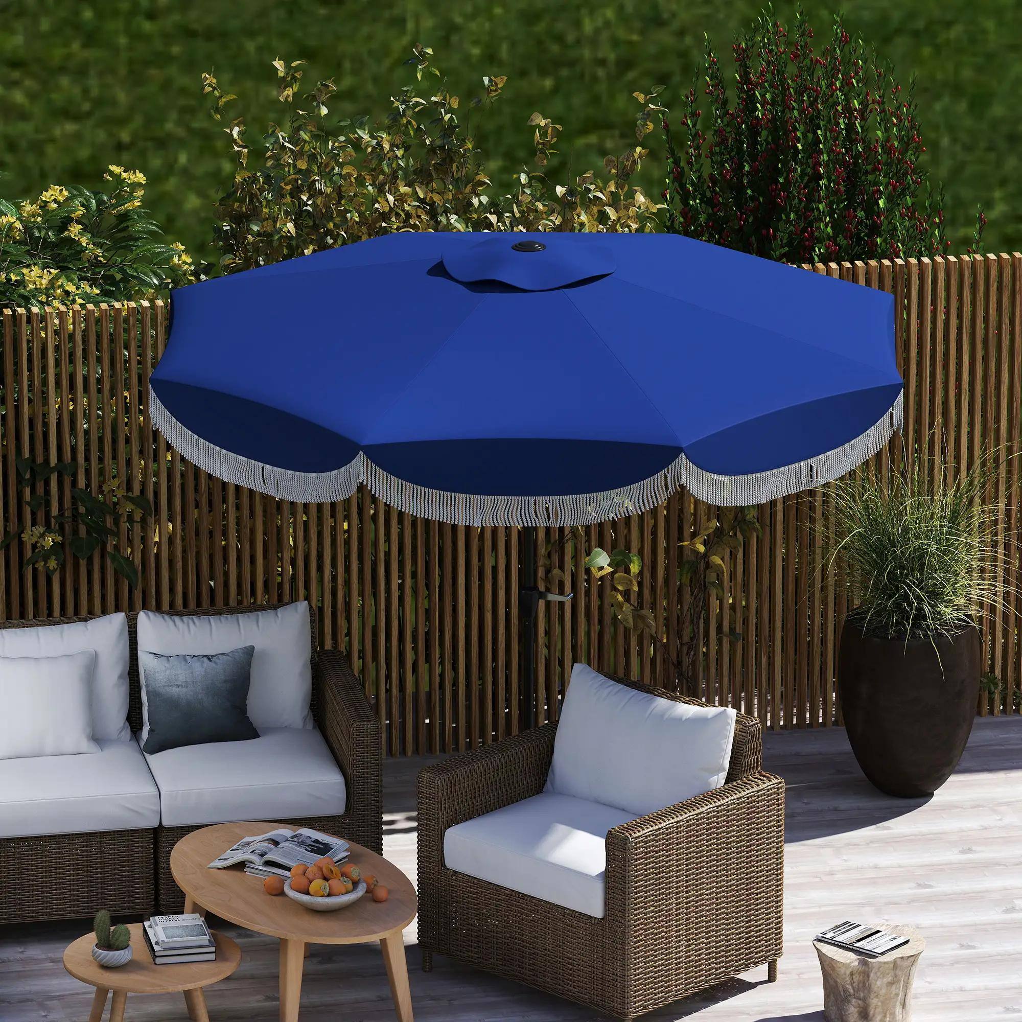 Alt View 5. Spaco - Spaco 9FT Patio Umbrella, UPF 30+, Crank, Push Button Tilt, Vented for Deck - Navy Blue.