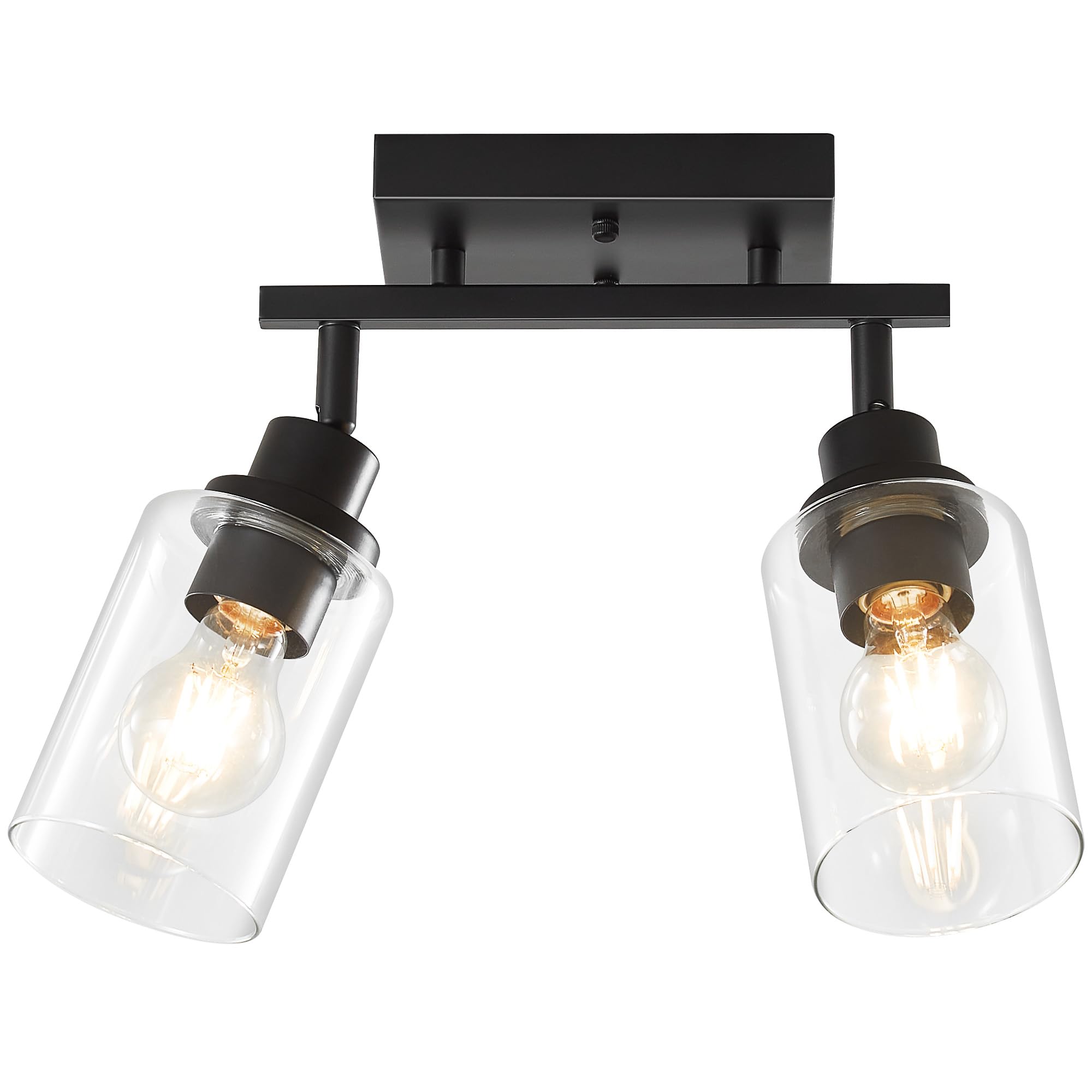 Front. Earthley Blooms - Brushed Nickel Track Lighting Kit With Clear Glass Modern Light Fixtures Flush Ceiling Mounted Tracking Van - Black 2-Light.