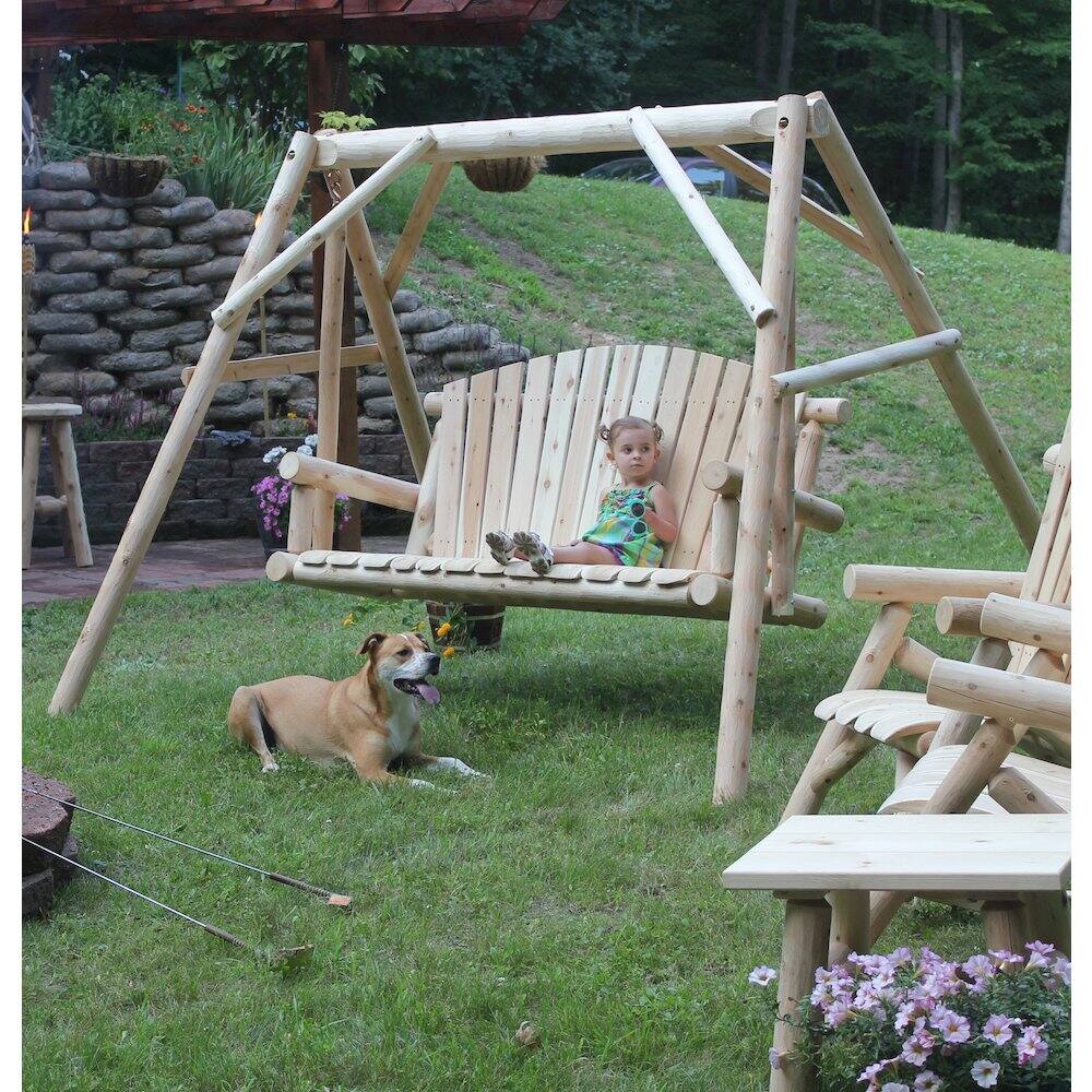Alt View 2. Contoured Comfort - Cedar Log 5ft Yard Swing - Brown.