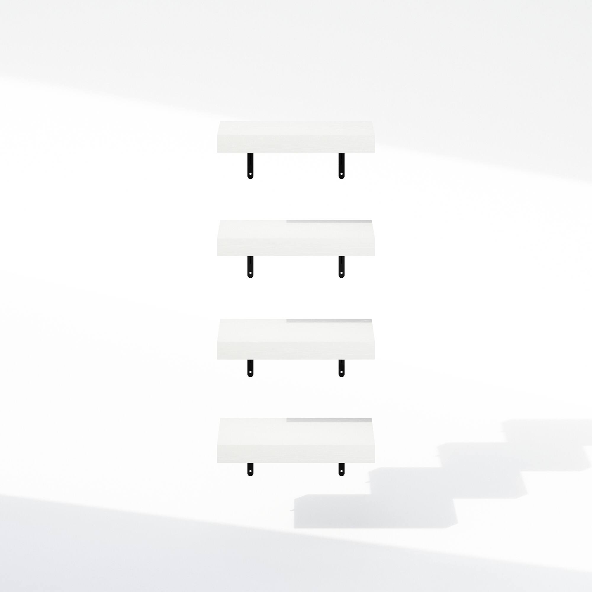 Alt View 2. Furinno - Tanna 15-Inch Wall Mounted Bathroom Floating Display Shelves, Set of 4 - White Texture.