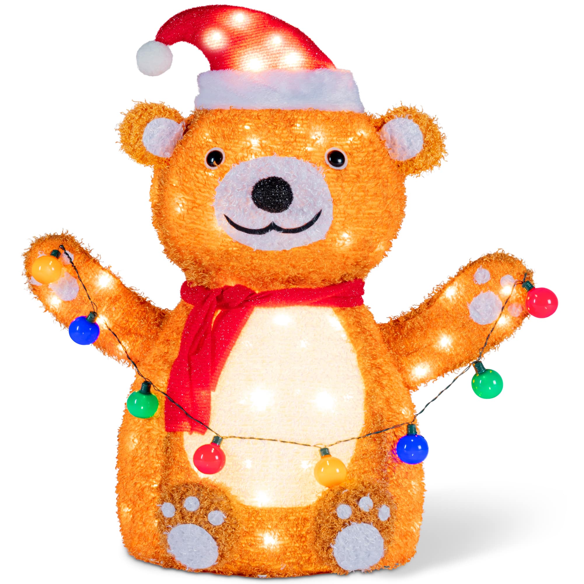 Best Choice Products - 3ft Lighted Pop-Up Teddy Bear, Large Outdoor Christmas Holiday Decoration w/ 90 LED Lights - Brown