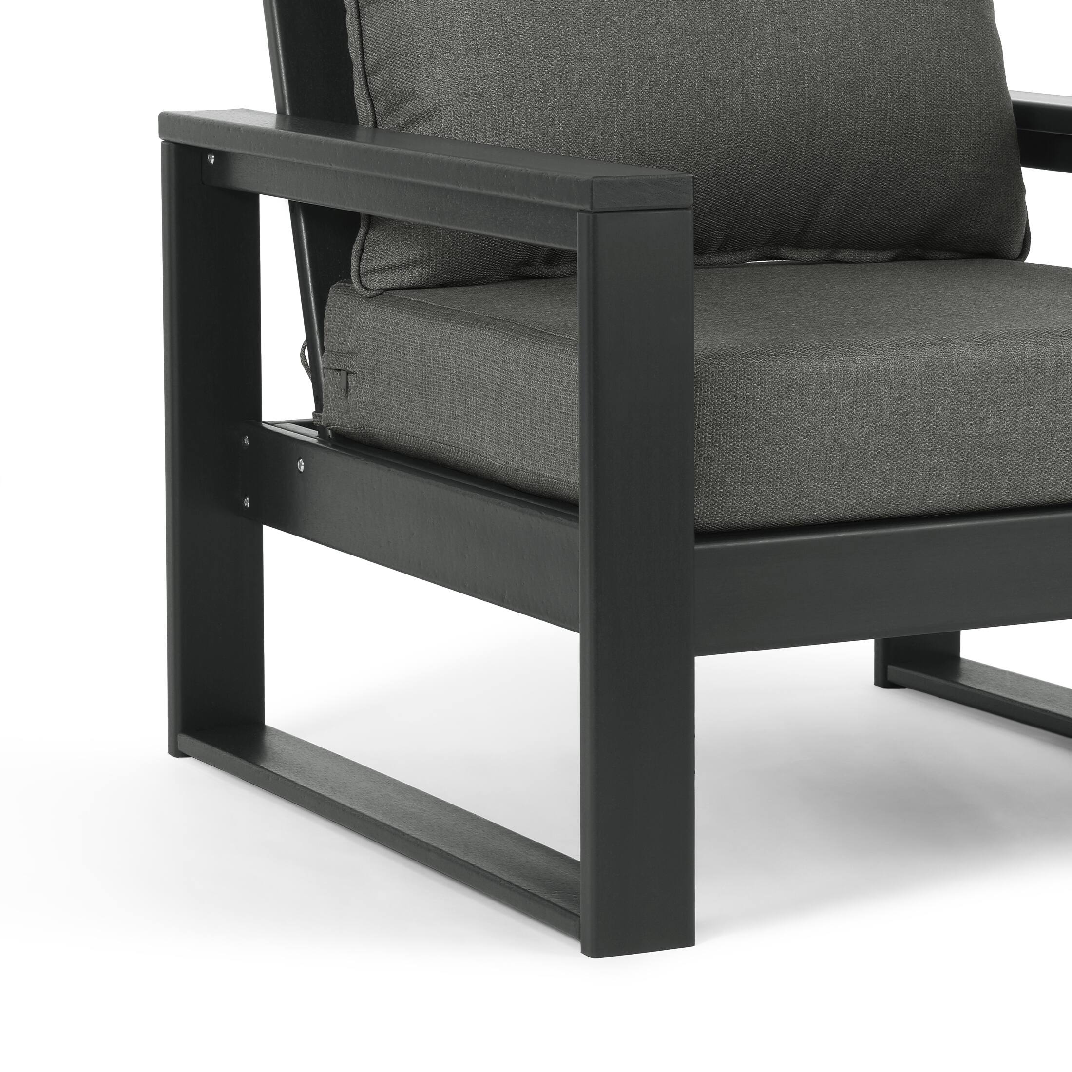 Alt View 3. WestinTrends - WestinTrends Montara Outdoor Modern HDPE Patio Club Chair with Waterproof Deep Seat Cushions (Set of 2) - Grey.