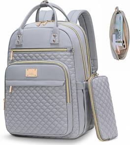 ZUQIETA - Women's 15.6" Waterproof Laptop Backpack with Wallet - for Work, College & Travel - Gray