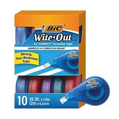 BIC Wite-Out EZ Correct Correction Tape
AMERICA'S #1 CORRECTION BRAND*
Strong, Tear-Resistant Tape
BIC Wite-Out
10
39.3ft. x 1/6in
12m x 4.2mm