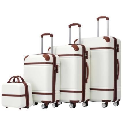 Front. BreeBe - Hardshell Luggage Sets 4 Pieces Spinner Suitcase with TSA Lock Lightweight - White.