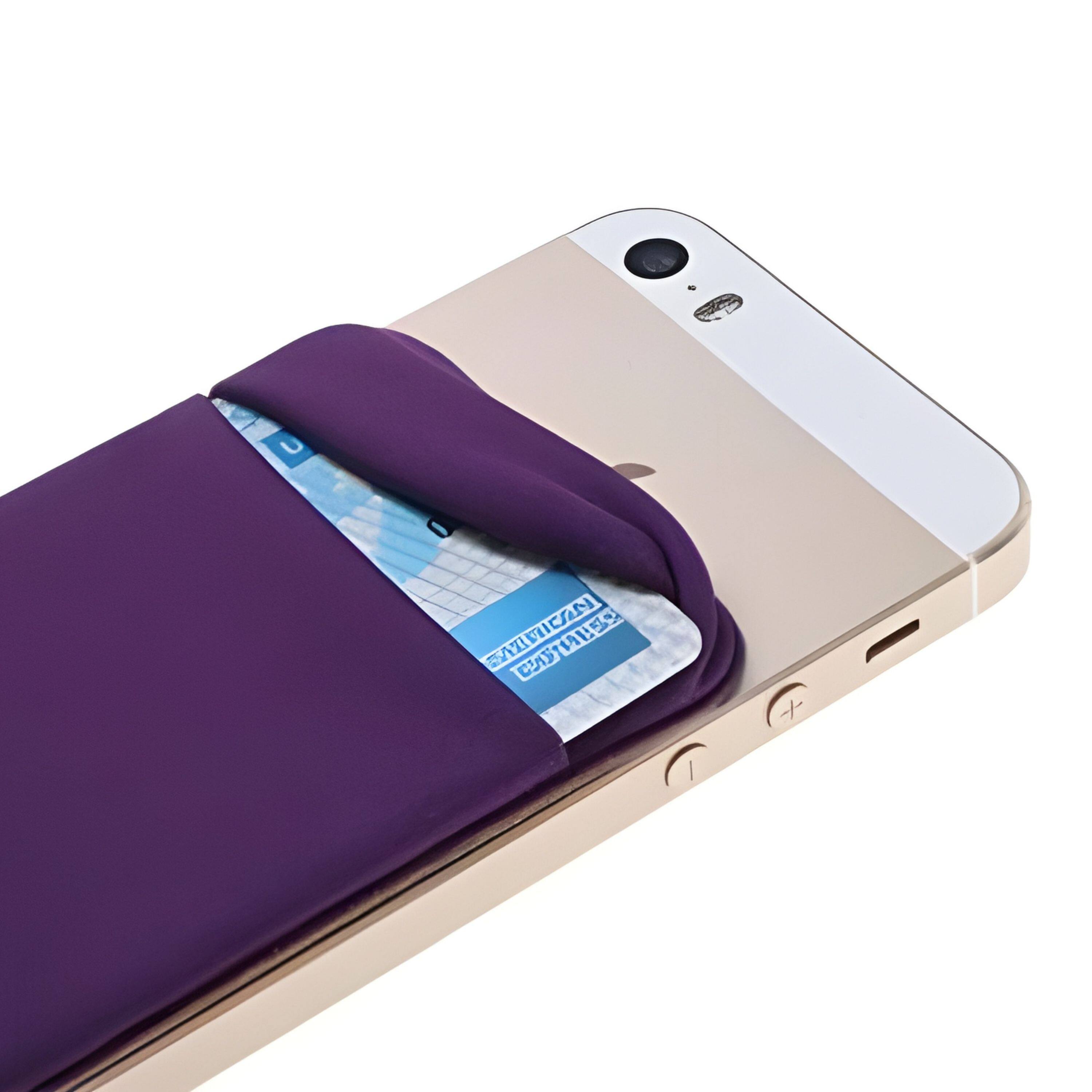 Left. Kitcheniva - Universal Adhesive Pocket Stick-On Wallet For Cell Phone Purple - Purple.