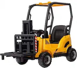 GARVEE - Remote-Control 12V Forklift Ride-On Truck w/ Lifting Fork, Pallet & Play Tent - Electric Car for Toddlers & Kids - Yellow