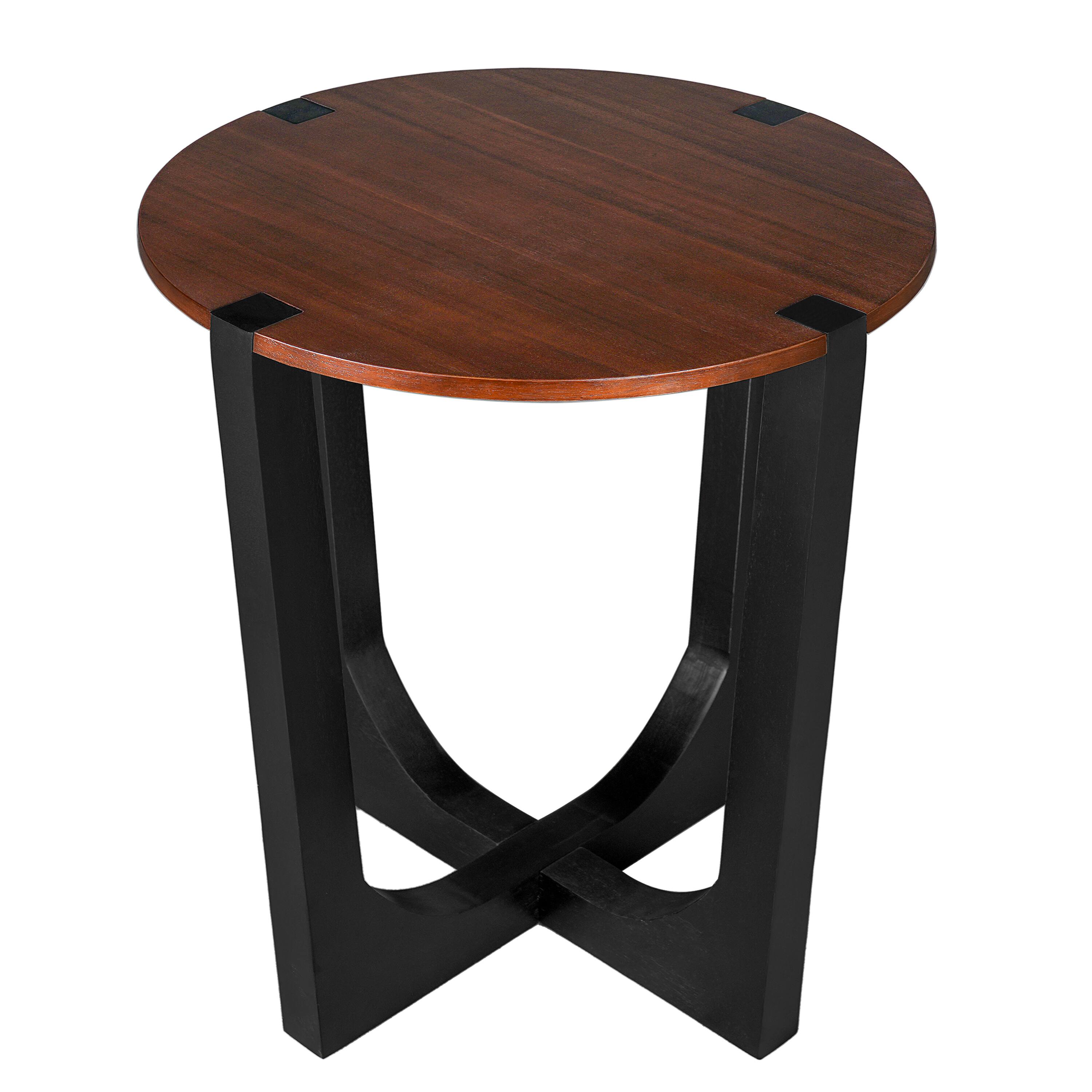 Alt View 4. APRILSOUL - Acacia Solid Wood Side Table Brown Black Color - Brown+Black.