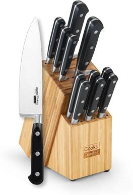 Cooks Standard - Classic S/S Forge High Carbon German Blade with Bamboo Storage Block , 12-Piece, Black