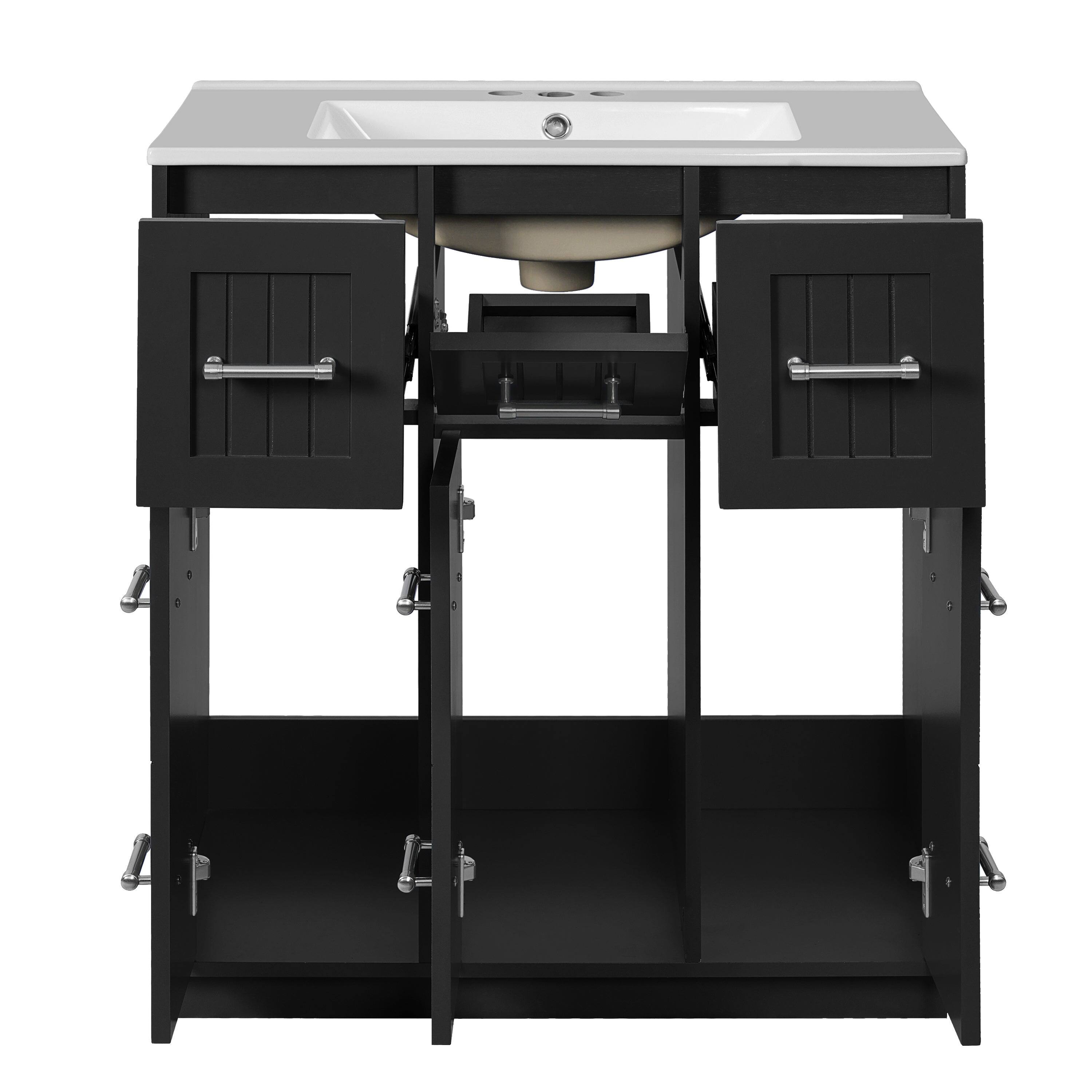 Alt View 9. Boyel Living - 30 Inch Modern Bathroom Vanity with Undermount Ceramic Sink and Drawers Black - Black.