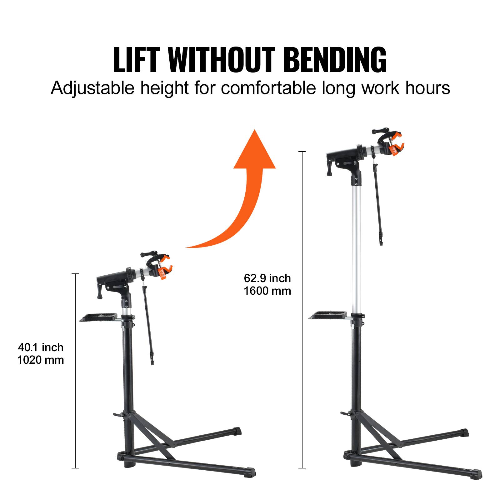 LIFT WITHOUT BENDING  
Adjustable height for comfortable long work hours  
62.9 inch / 1600 mm  
40.1 inch / 1020 mm