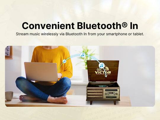 Victor Audio Victor Monroe 8 in 1 Music Center Walnut - Best Buy