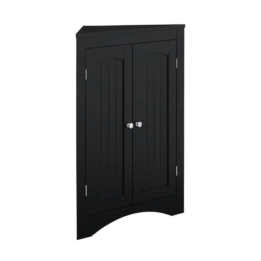 Alt View 6. Kadyn - Corner cabinet with Doors and Shelves, Free Standing Storage Cabinet for Kitchen, Living Room, Black - Black.