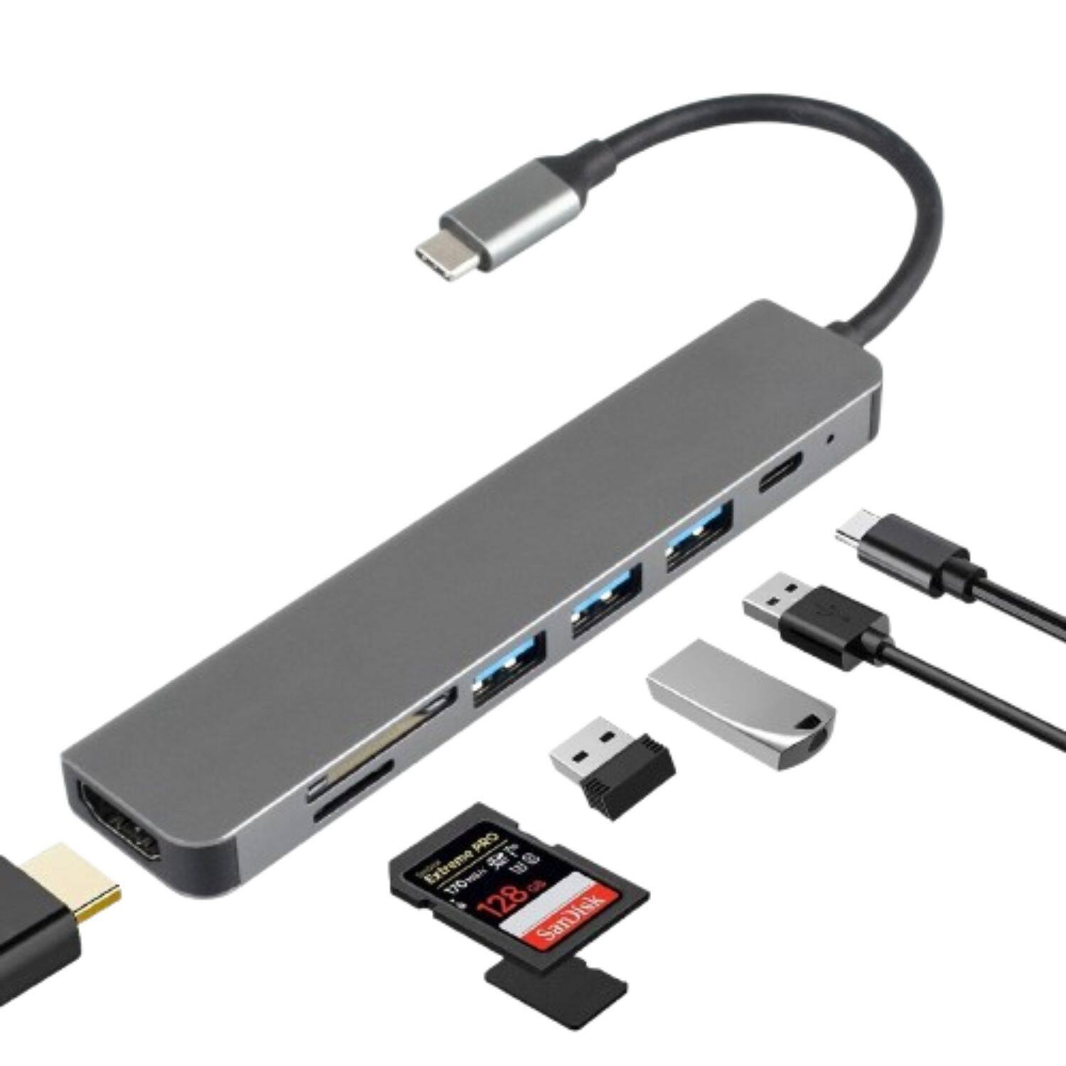 Stock Preferred - 7-in-1 USB-C Hub with 4K HDMI, USB 3.0, SD/TF & PD Charging
