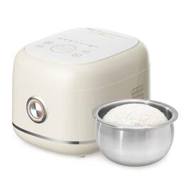 Mirfee - Stainless Steel Rice Cooker, 6-Cup (3.2 Qt) | 316L Uncoated Inner Pot, No Non-Stick - Gray