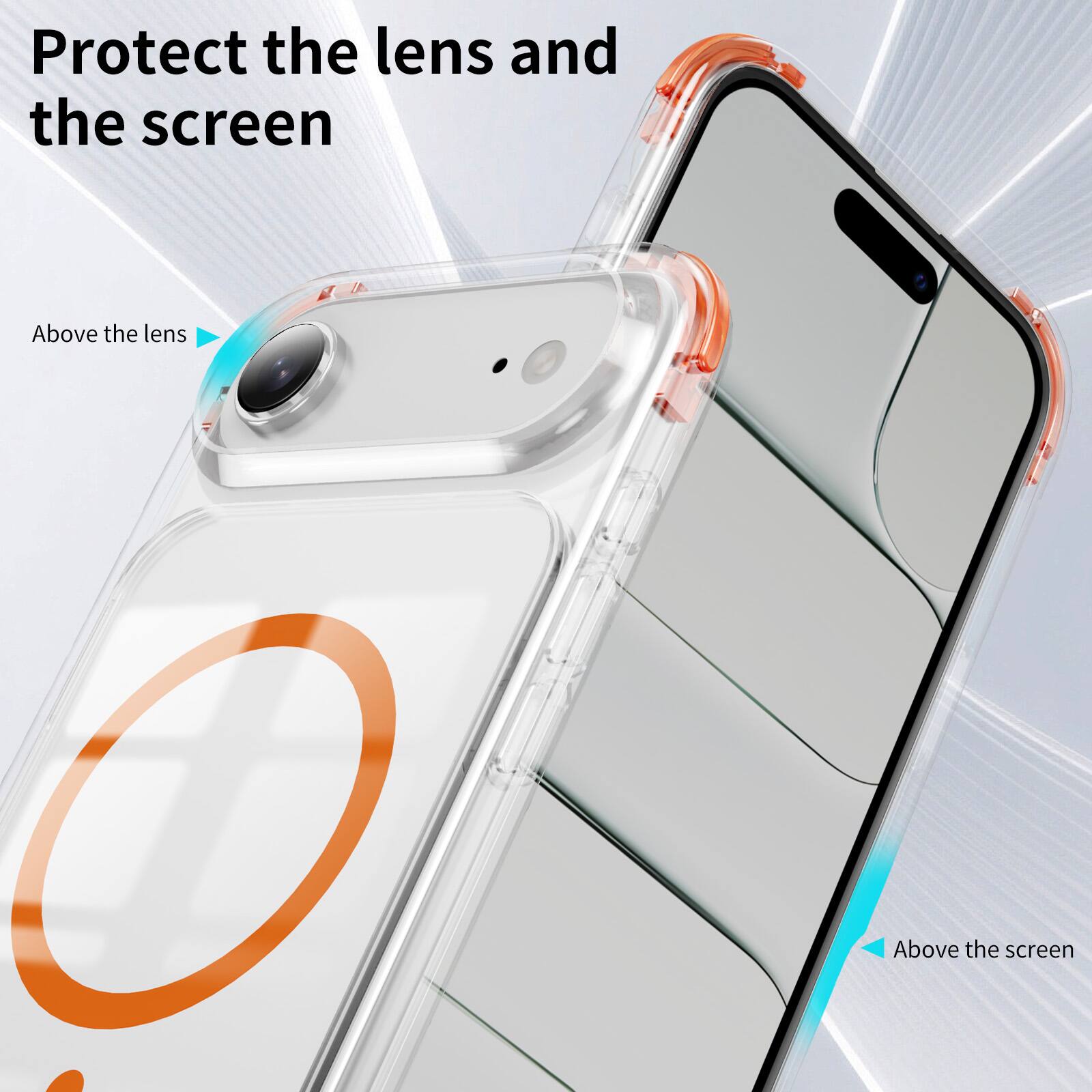 Protect the lens and the screen

Above the lens

Above the screen