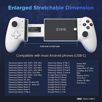 Zike Z331 USB C Mobile Gaming Controller for Android and iPhone 16 Zike Z331 USB C Mobile Gaming Controller for Android and iPhone 16