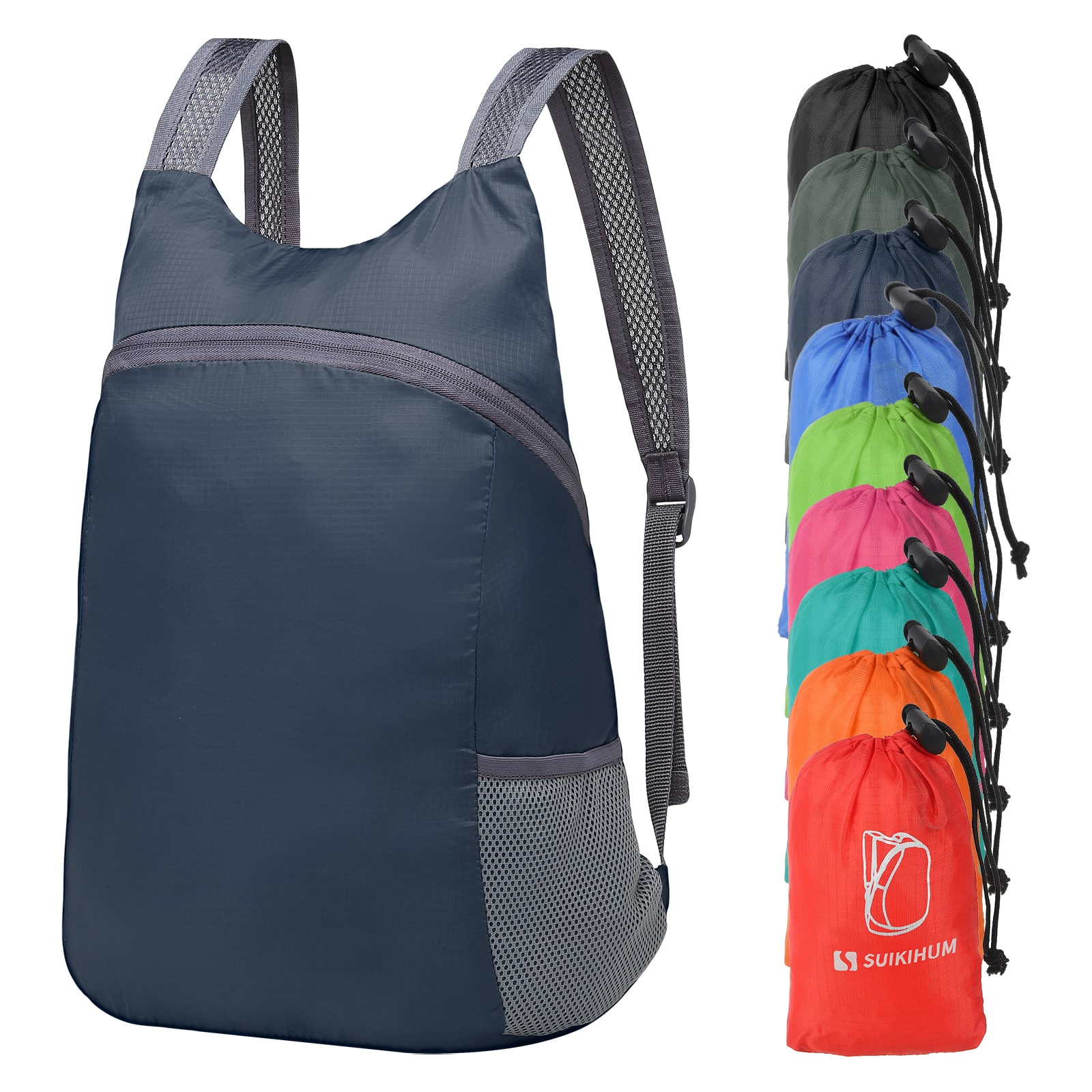 Unique Bargains - 20L Ultra Hiking-Daypack Lightweight Foldable Travel Packable Backpack for Camping Cycling Outdoor - Navy Blue
