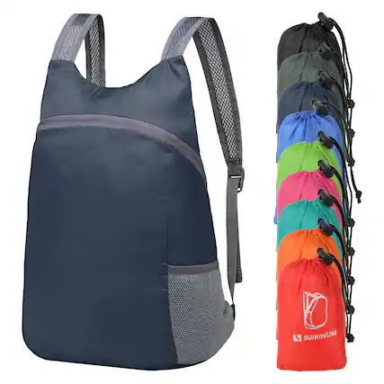 Front. Unique Bargains - 20L Ultra Hiking-Daypack Lightweight Foldable Travel Packable Backpack for Camping Cycling Outdoor - Navy Blue.