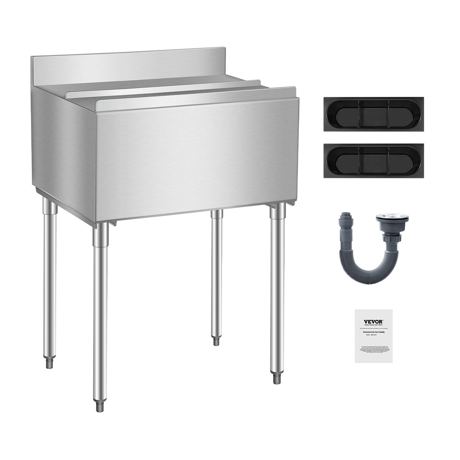 Alt View 5. VEVOR - Commercial Ice Bin, 78.4 L Underbar Ice Bin, 30 x 19 x 37 in Stainless Steel Ice Chest with Sliding Lid, Bottle Holders - stainless steel color.