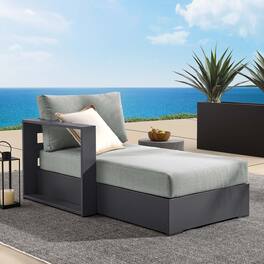 Tahoe Outdoor Patio Powder-Coated Aluminum Modular Left-Facing Chaise Lounge by Modway - Gray Gray