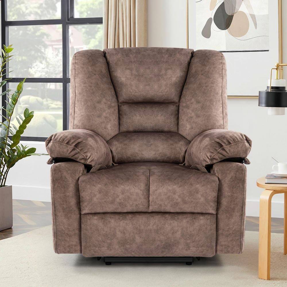 Alt View 7. Kadyn - Swivel Rocking Recliner Chair, 8-Point Massage & Heat, 360° Rotation, USB Port, Cup Holders, Brown - Brown.