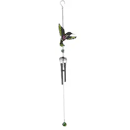FC Design - 27" Long HummingBird With Black Gem Wind Chime Outdoor Patio or Garden Hanging Decoration - Multi-Color