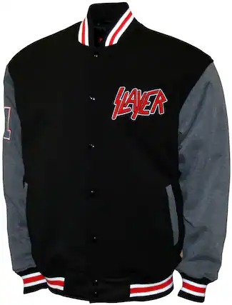 Front. PopMarket - Slayer - Slayer - Logo - Varsity Fleece Jacket - Large Black M2451SLRA3 - APPAREL - Multicolor.