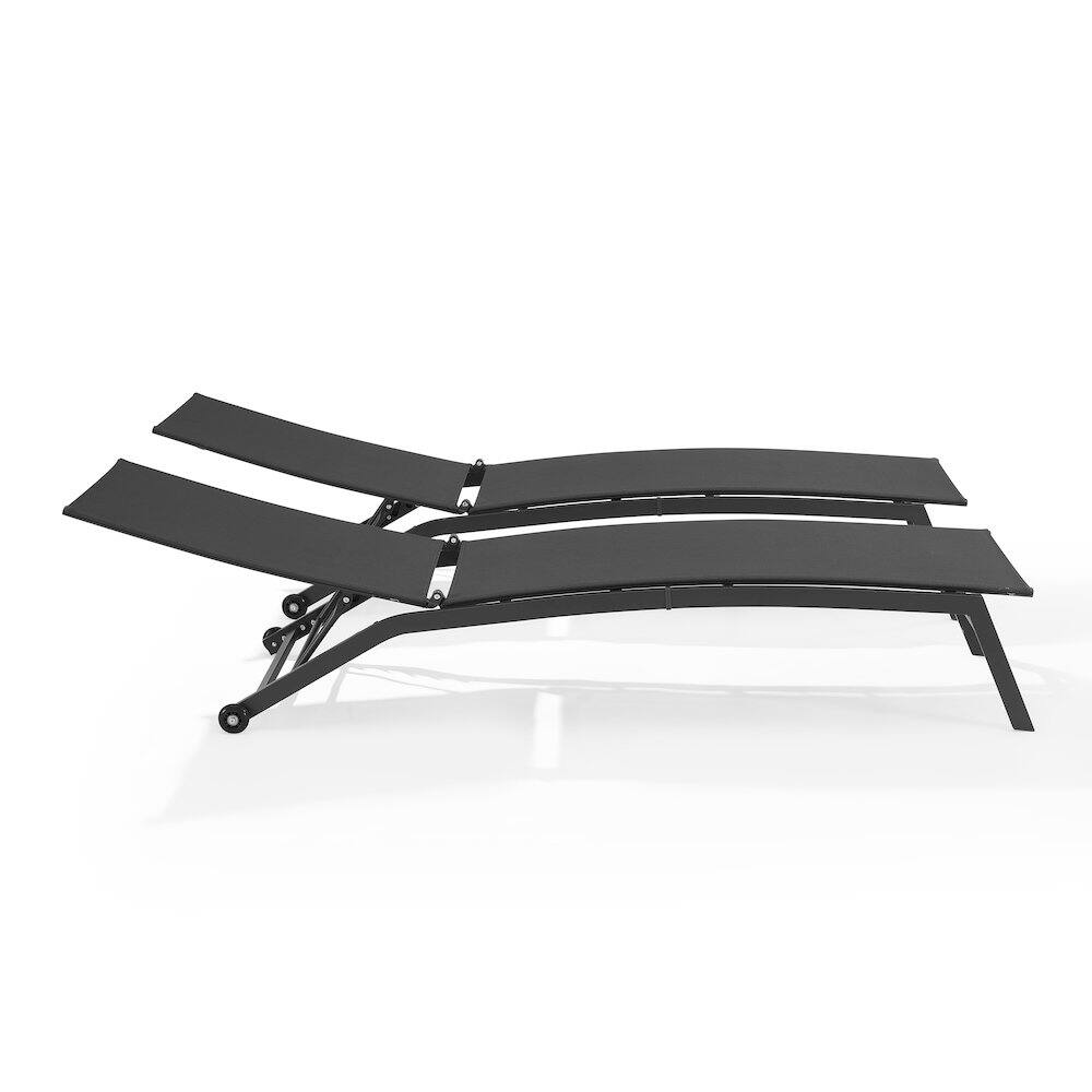 Back. Crosley Furniture - Weaver 2-Piece Outdoor Chaise Lounge Set - 2 Lounge Chairs - Charcoal.