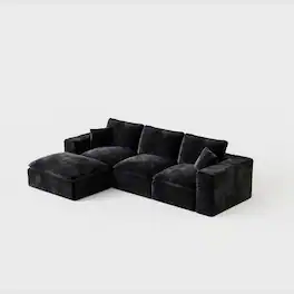 Boyel Living - 108 Inch Modular Cloud Sectional Sofa Interchangeable L Shape Chaise Plush Corduroy Deep Seat No Assembly Black - Black