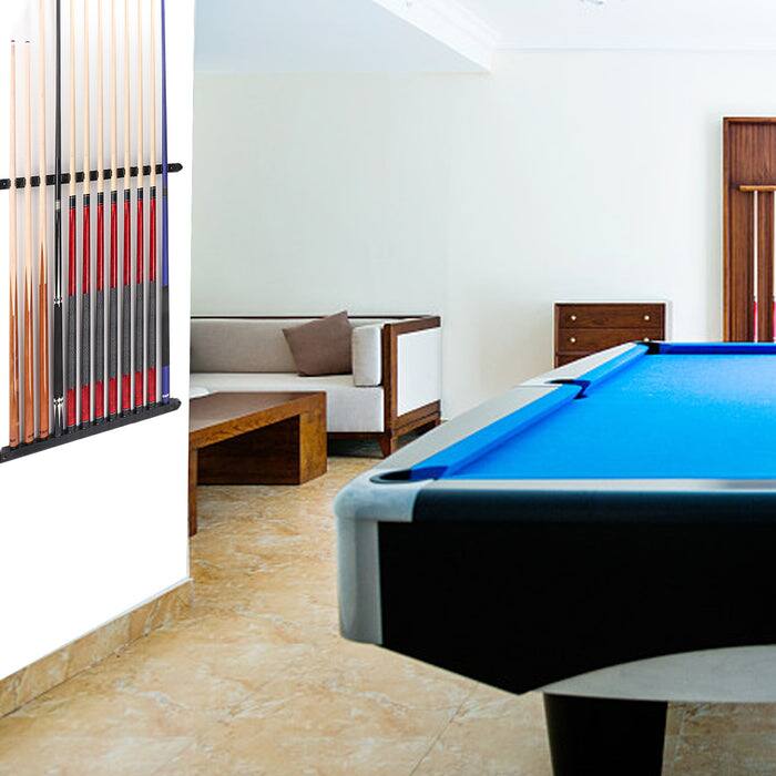 Alt View 2. GSE Games & Sports Expert - 2-Piece Wood 12 Billiard Pool Cue Rack Wall Mounted Holders, Pool Cue Sticks Wall Rack Set - Black - Black.