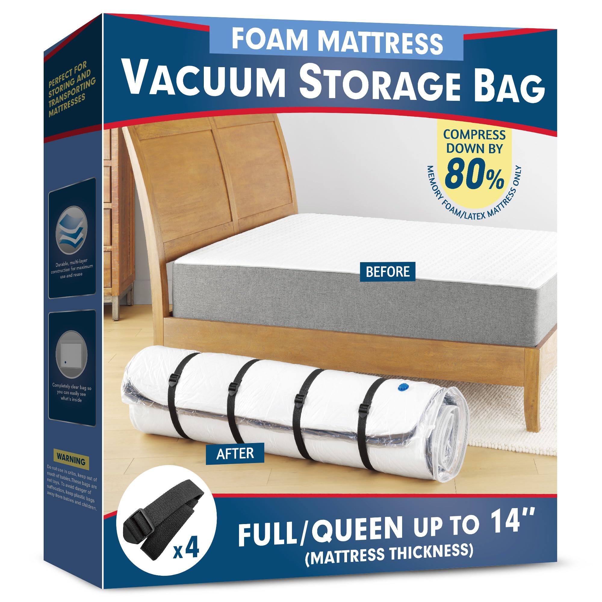 **FOAM MATTRESS VACUUM STORAGE BAG**

**Perfect for storing and transporting mattresses**

**Compress down by 80%**

**Memory Foam/Latex Mattress**

**Full/Queen up to 14" (mattress thickness)**

**Before**

**After**

**Warning:**

**Compress mattress bag down to what's inside.**

**Compress mattress bag down to what's inside.**

**Compress mattress bag down to what's inside.**

**Compress mattress bag down to what's inside.**

**Compress mattress bag down to what's inside.**

**Compress mattress bag down to what's inside.**

**Compress mattress bag down to what's inside.**

**Compress mattress bag down to what's inside.**

**Compress mattress bag down to what's inside.**

**Compress mattress bag down to what's inside.**

**Compress mattress bag down to what's inside.**

**Compress mattress bag down to what's inside.**

**Compress mattress bag down to what's inside.**

**Compress mattress bag down to what's inside.**

**Compress mattress bag down to what's inside.**

**Compress mattress bag down to what