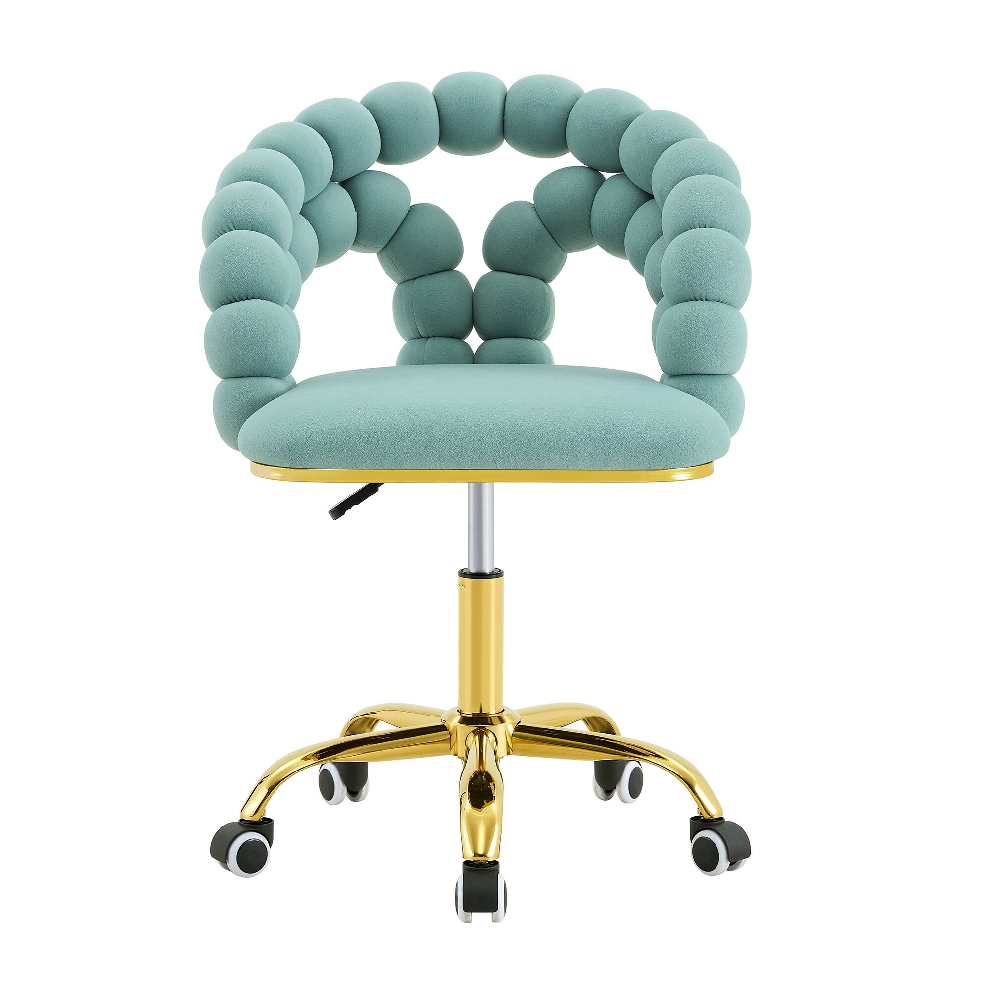 Alt View 8. Loheer - Loheer- Velvet Desk Chair Teal Swivel Vanity Chair with Gold Base and Wheels for Bedroom Home Office 2.82 ft - Gold,Teal.
