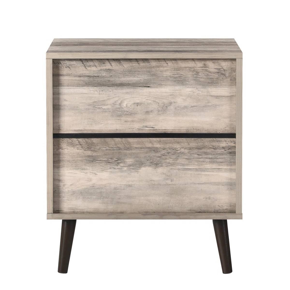 Left. Hivvago - Mid-Century Modern 1-Drawer Nightstand Bedroom End Table in Grey Wood Finish - Grey.