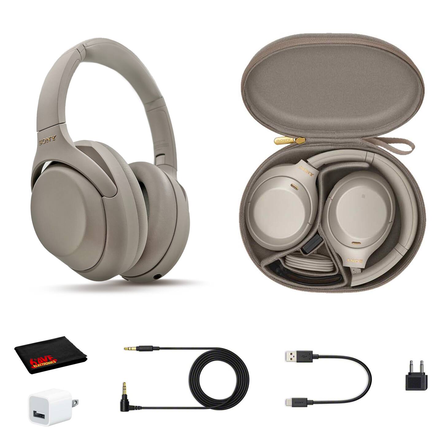 Sony - WH-1000XM4 Wireless Noise Canceling Overhead Headphones - Bundle - Silver