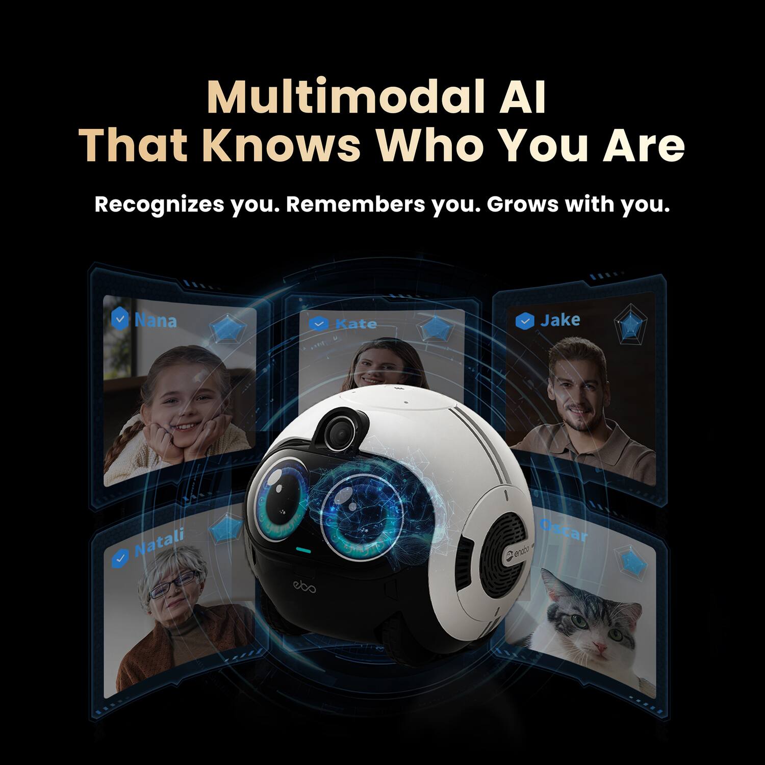 Multimodal AI That Knows Who You Are  
Recognizes you. Remembers you. Grows with you.  
Nana  
Kate  
Jake  
Natali  
Oscar